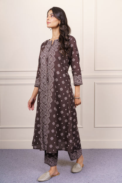 Dark Brown cotton kurta Set-KS804