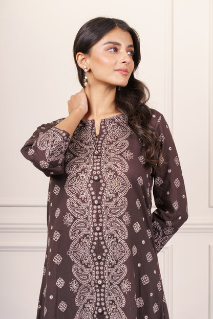 Dark Brown cotton kurta-KS782