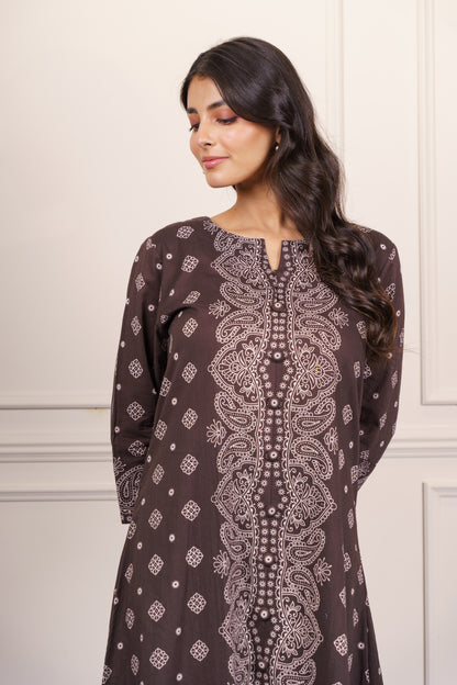 Dark Brown cotton kurta-KS782