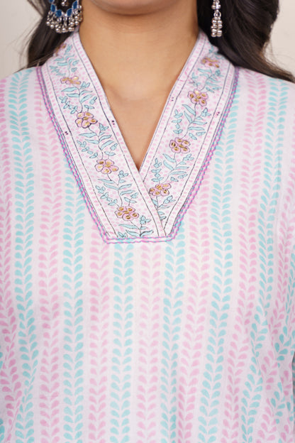 Elegant white cotton kurta Set-KS806