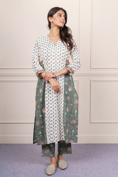 Soft Beige Green kurta Set-KS807