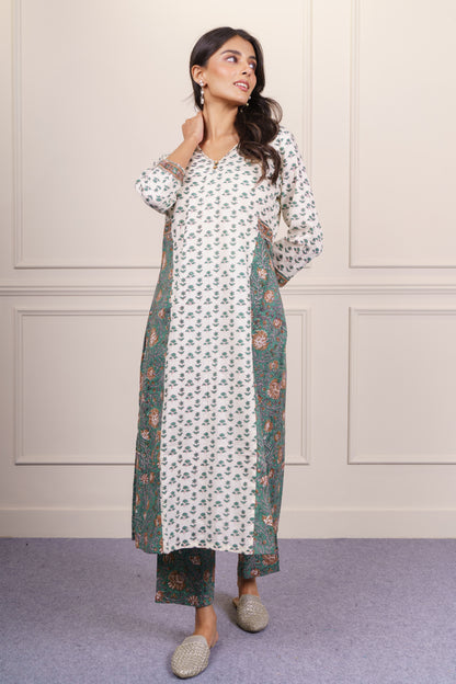 Soft Beige Green kurta Set-KS807