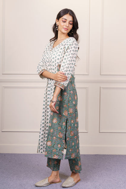 Soft Beige Green kurta -KS785