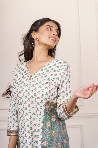 Soft Beige Green kurta -KS785