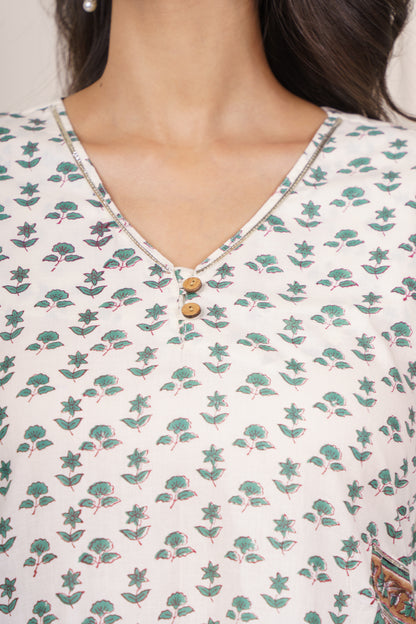 Soft Beige Green kurta -KS785