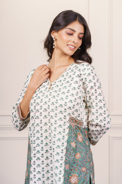 Soft Beige Green kurta -KS785