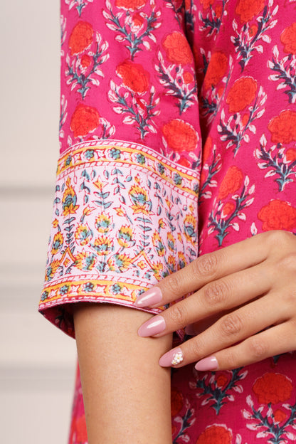 Red Pink  Floral  Kurta-KS776