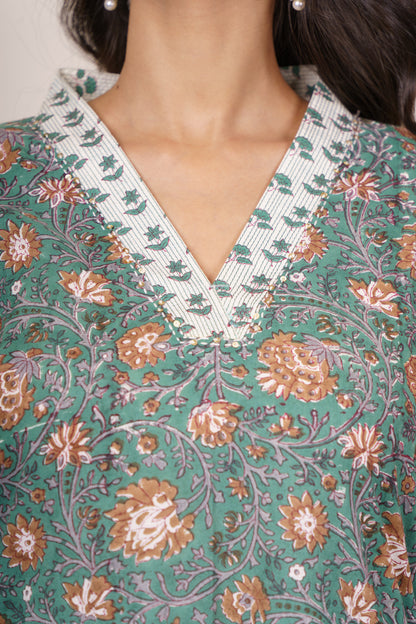 Green Beige Straight Kurta-KS772
