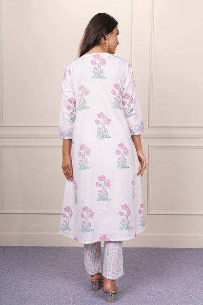 White Floral Kurta-KS774