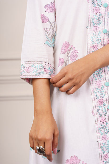 White Floral Kurta-KS774