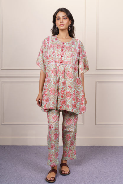 Green Printed Cotton Co-ord Set-NVCD40