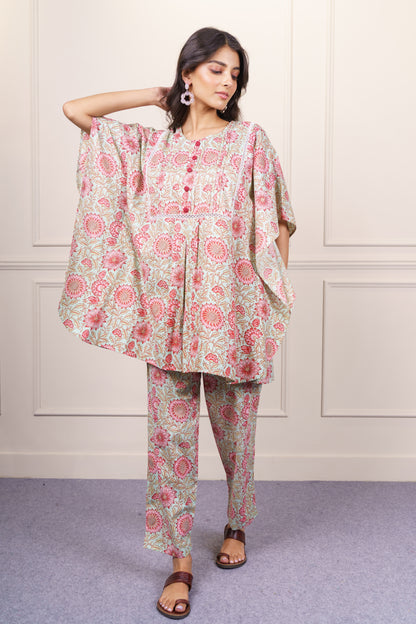 Green Printed Cotton Co-ord Set-NVCD40