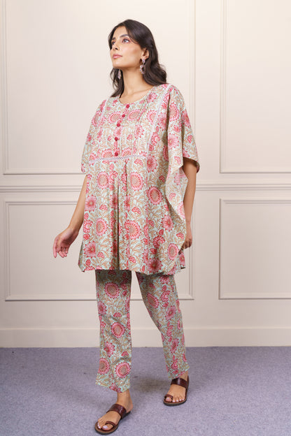 Green Printed Cotton Co-ord Set-NVCD40