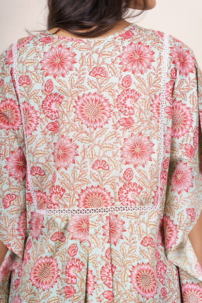 Green Printed Cotton Co-ord Set-NVCD40