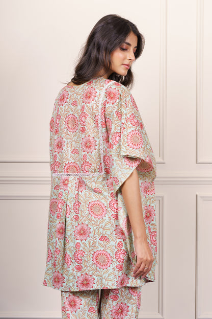 Green Printed Cotton Co-ord Set-NVCD40