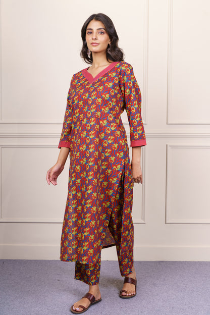 Abstract Print Cotton Kurta Set-KS851