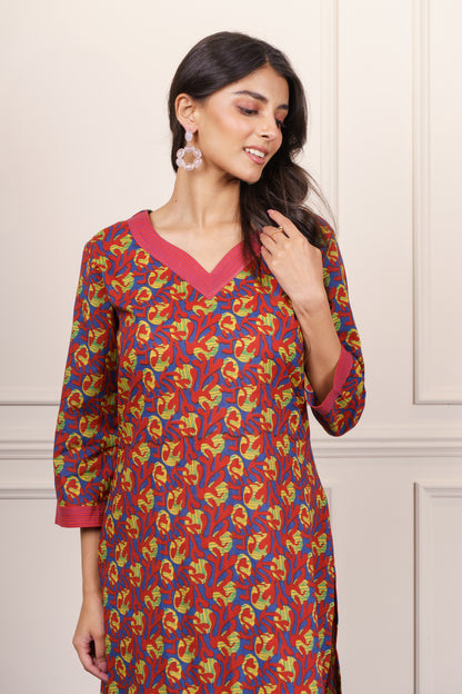 Abstract Print Cotton Kurta-KS835