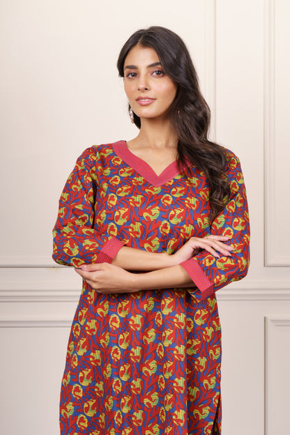 Abstract Print Cotton Kurta Set-KS851