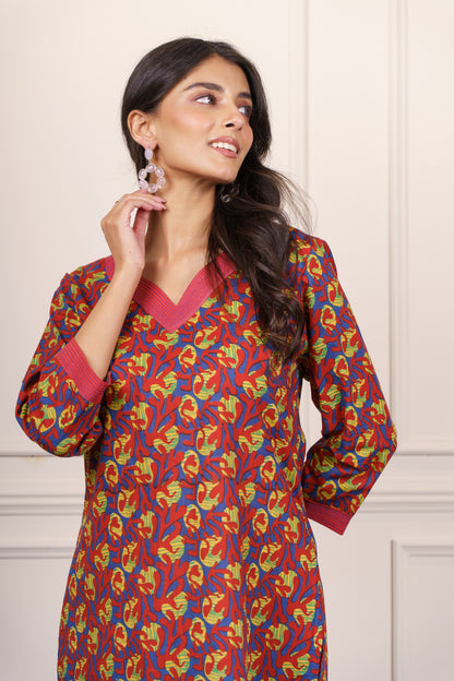 Abstract Print Cotton Kurta-KS835