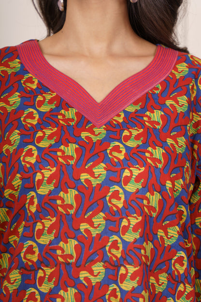 Abstract Print Cotton Kurta-KS835