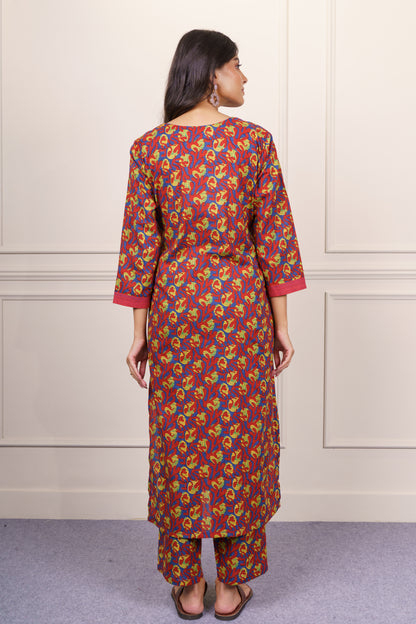 Abstract Print Cotton Kurta Set-KS851