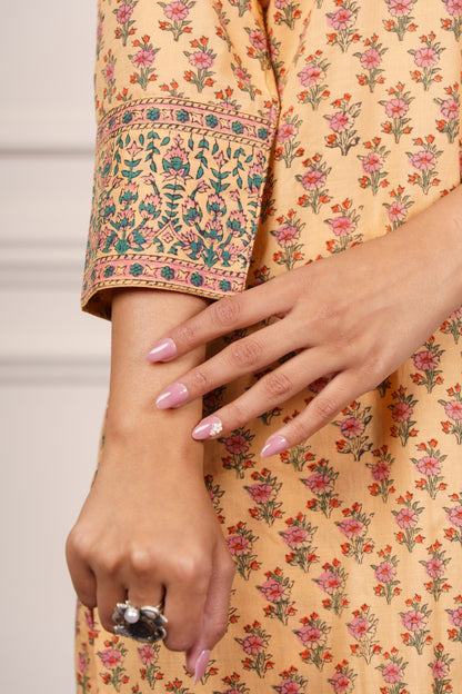 Mustard Yellow Floral Kurta-KS830