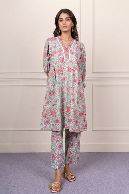 Floral Printed Cotton Co-ord Set -NVCD38