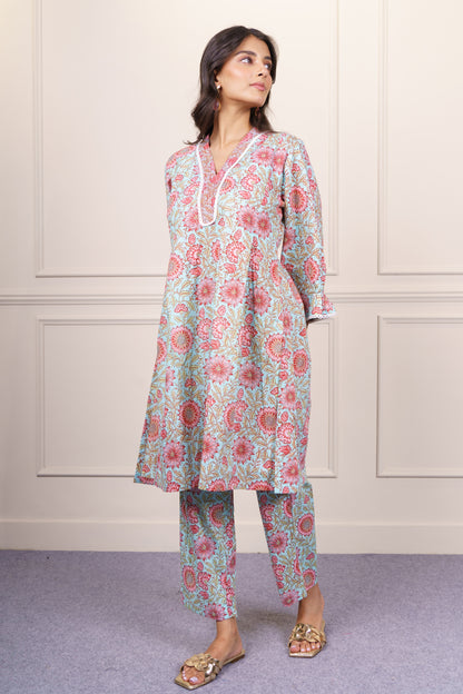 Floral Printed Cotton Co-ord Set -NVCD38
