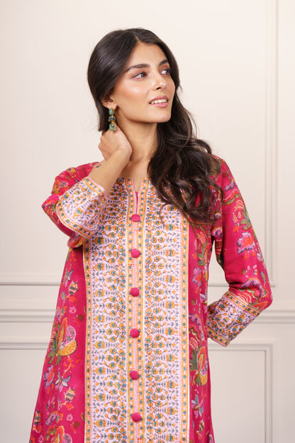 Deep Pink Floral Kurta-KS831