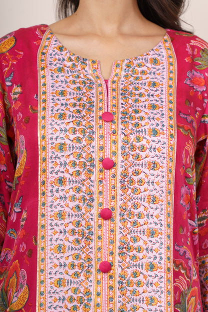 Deep Pink Floral Kurta-KS831