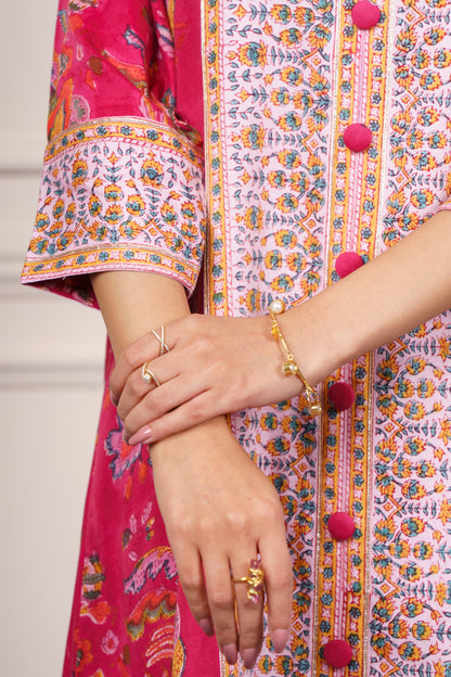 Deep Pink Floral Kurta-KS831