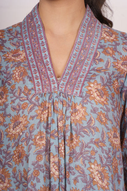Vintage Floral V-Neck Maxi Dress-NFD79