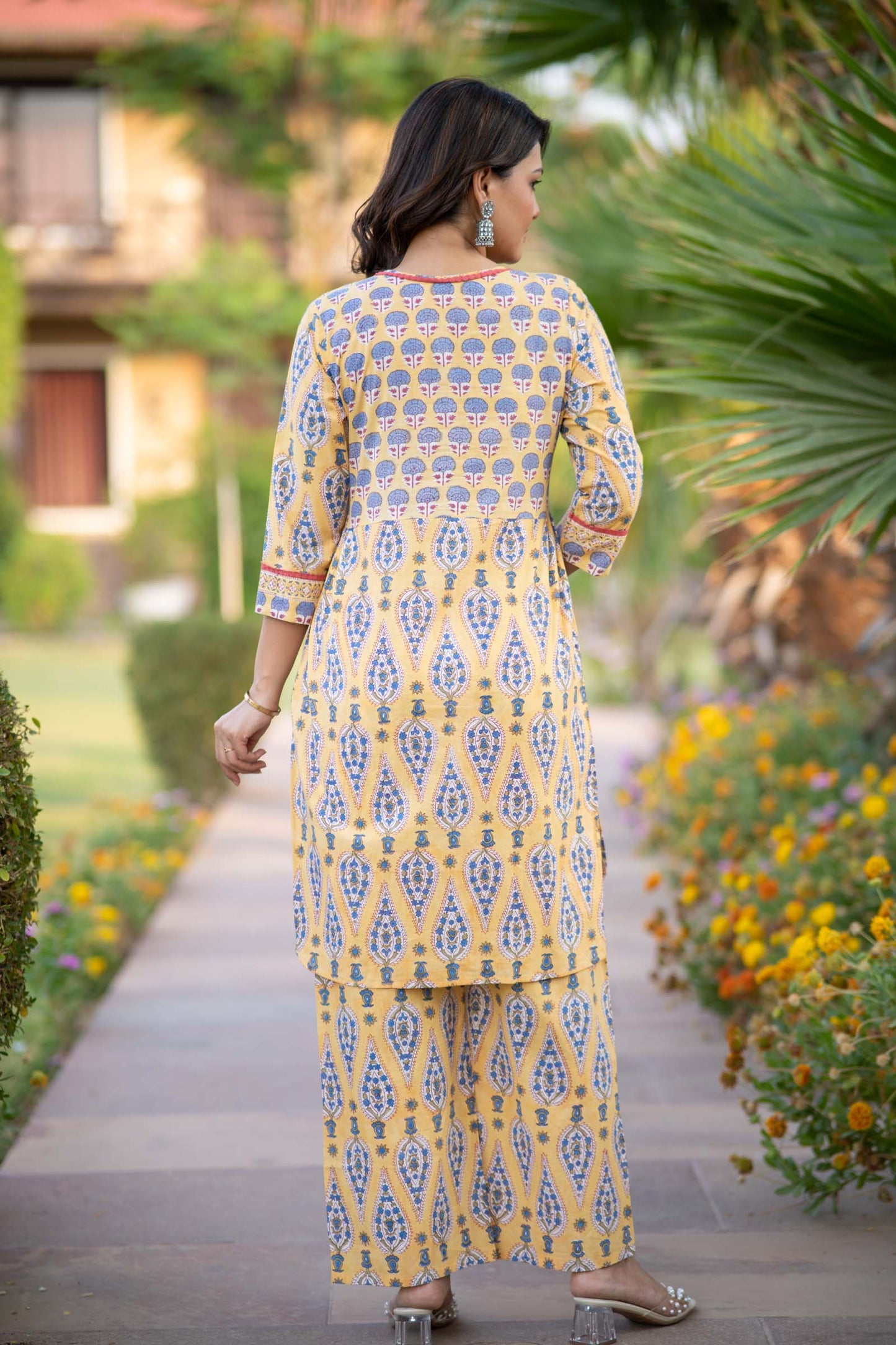 YELLOW KURTA PALAZZO SET-NVKS755