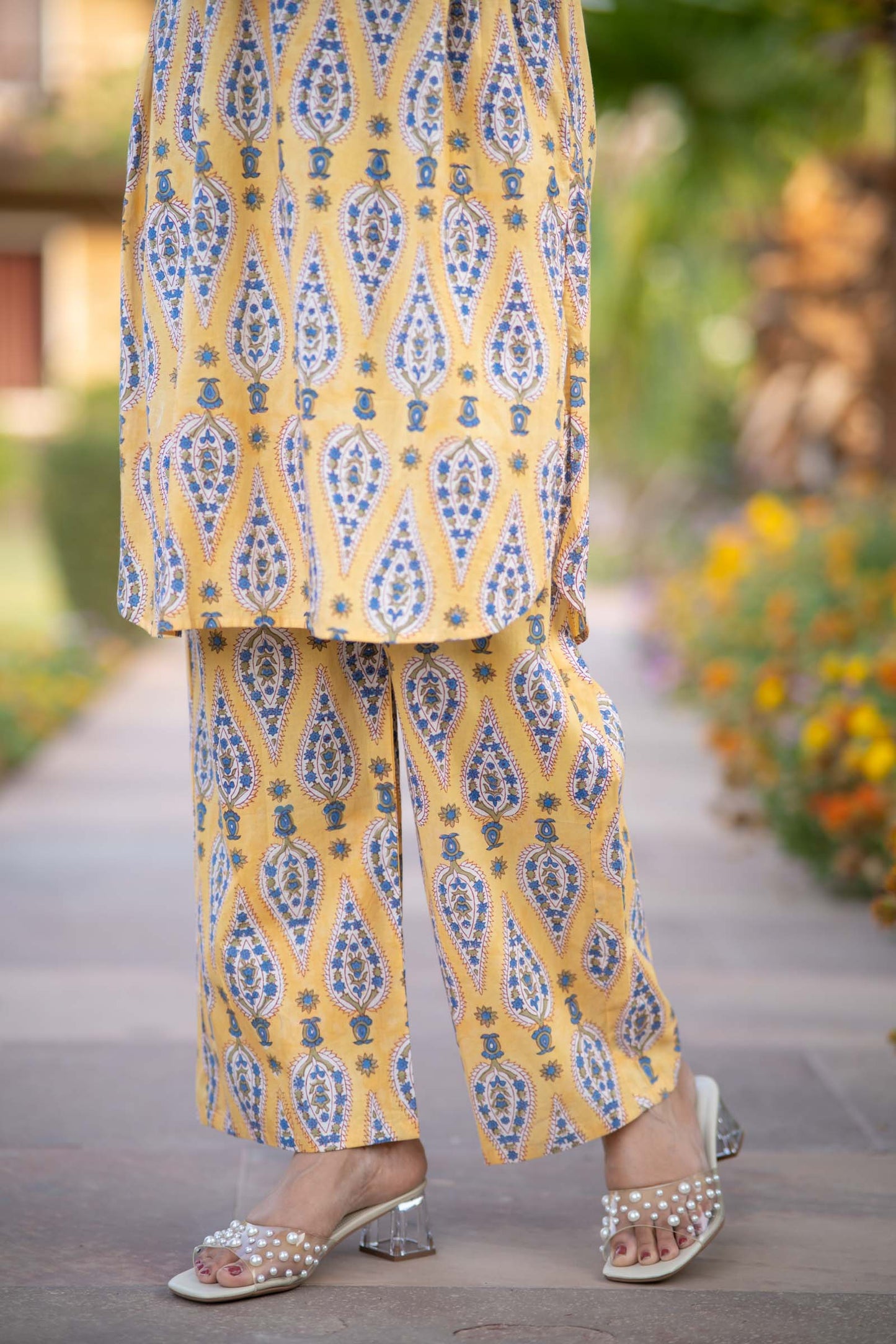 YELLOW KURTA PALAZZO SET-NVKS755