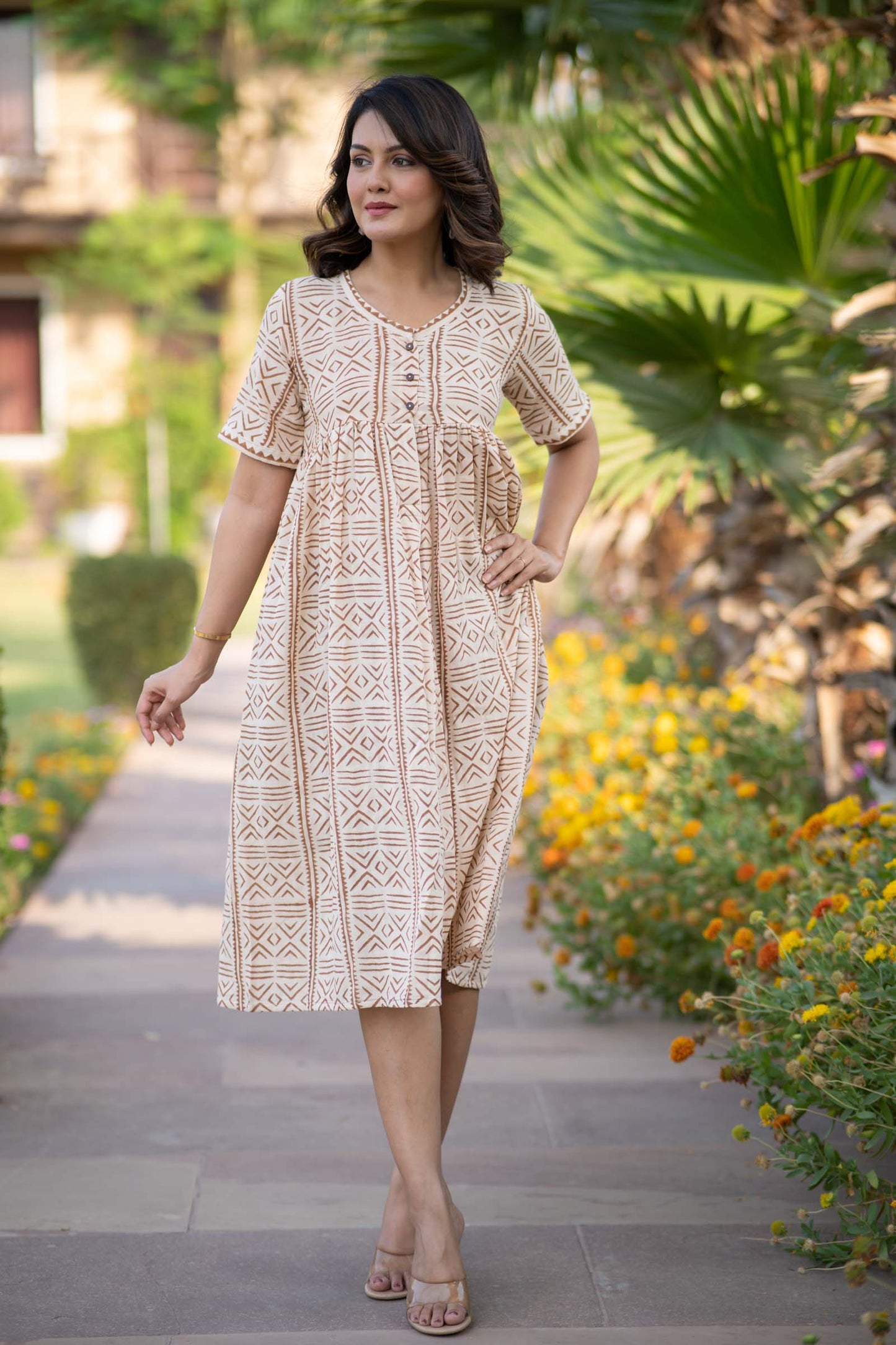 Block Printed Summer Dress -NFD67