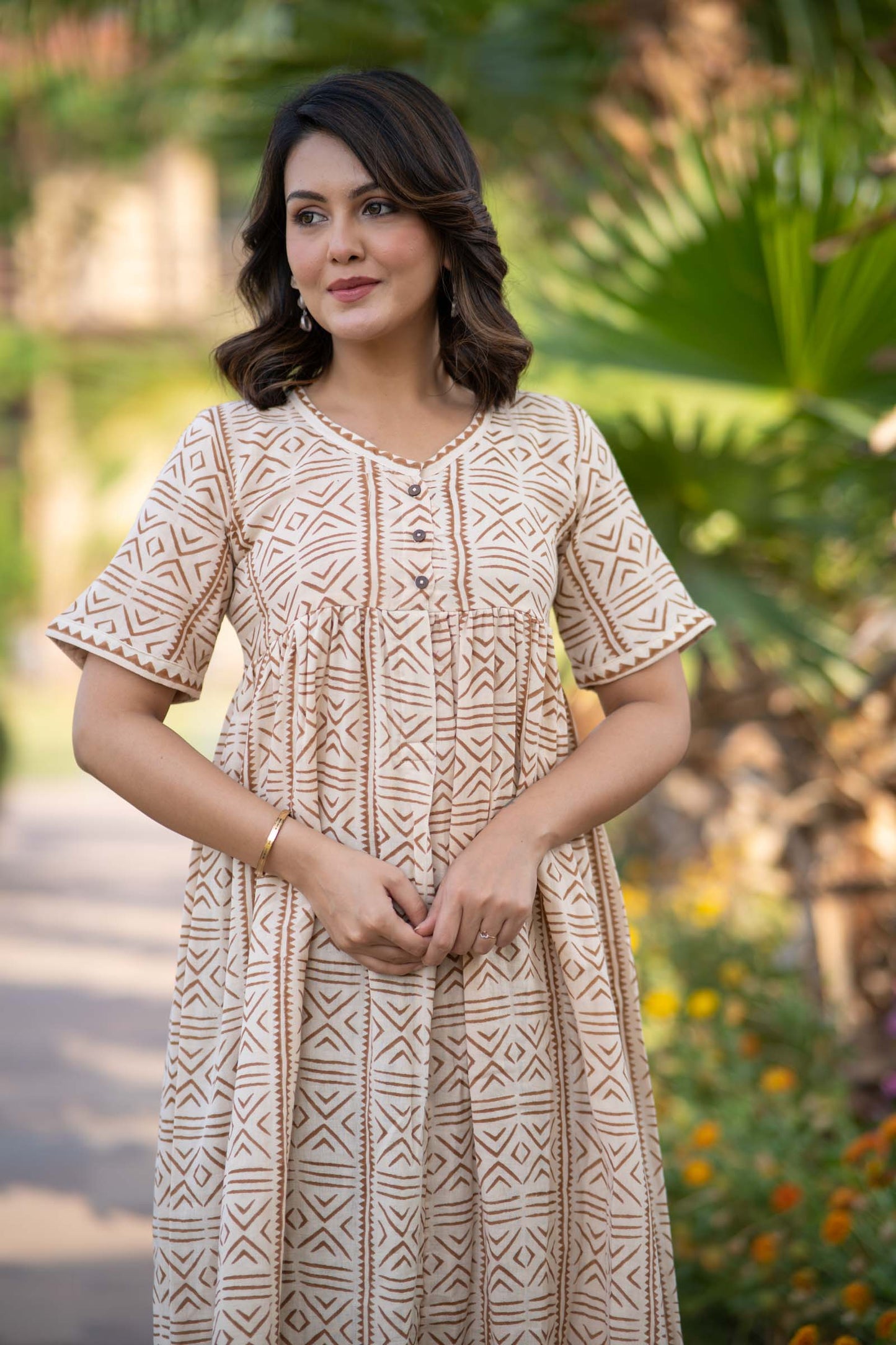 Block Printed Summer Dress -NFD67