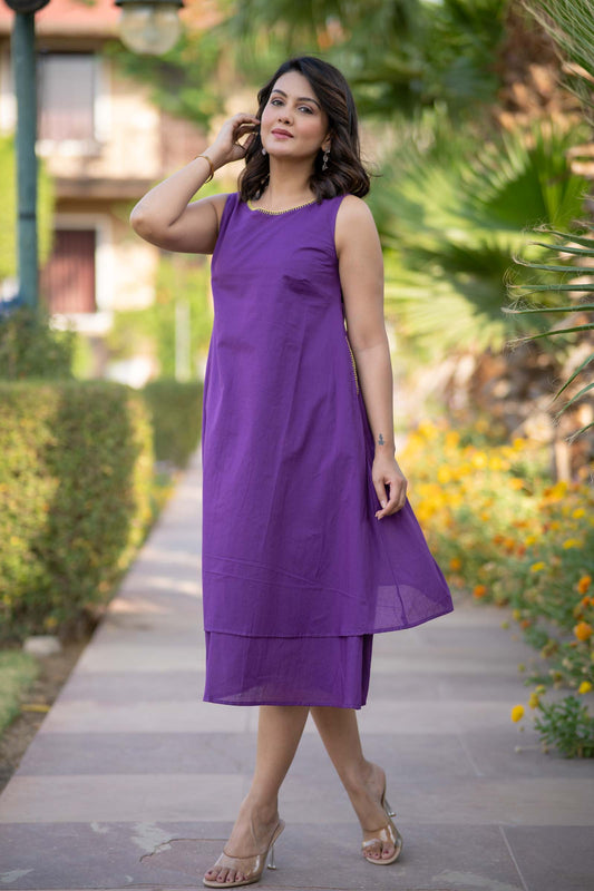 Purple Sleeveless Dress -NFD64