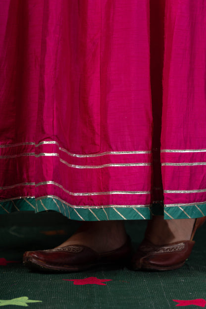 PINK ANARKALI KURTA DUPATTA SET-NVKS604