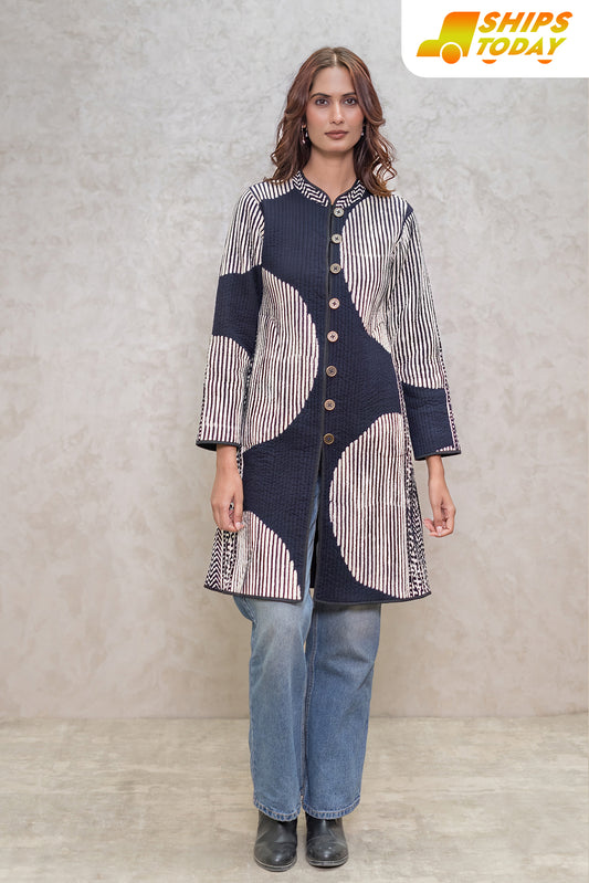 Black Reversible Quilted Jacket-NVQJ605