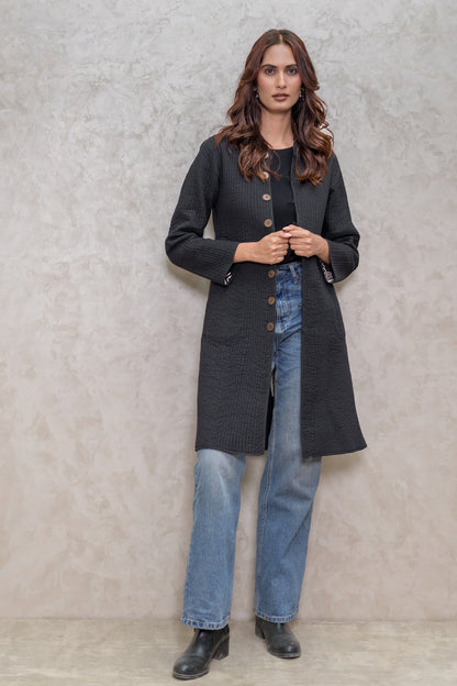 Black Reversible Quilted Jacket-NVQJ605