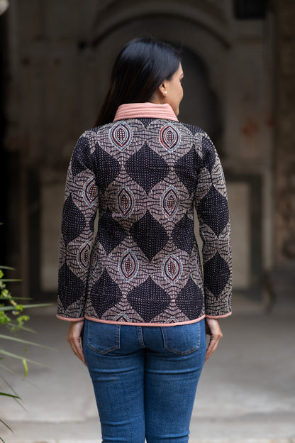 Ajrakh Bukhara Quilted Jacket-NVQJ573 SALE