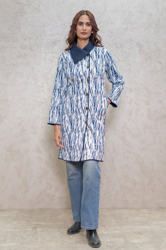 Shibori Bukhara Quilted Jacket-NVQJ604