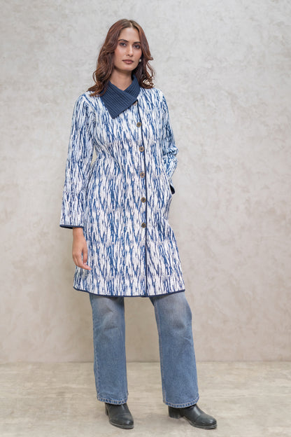 Shibori Bukhara Quilted Jacket-NVQJ604