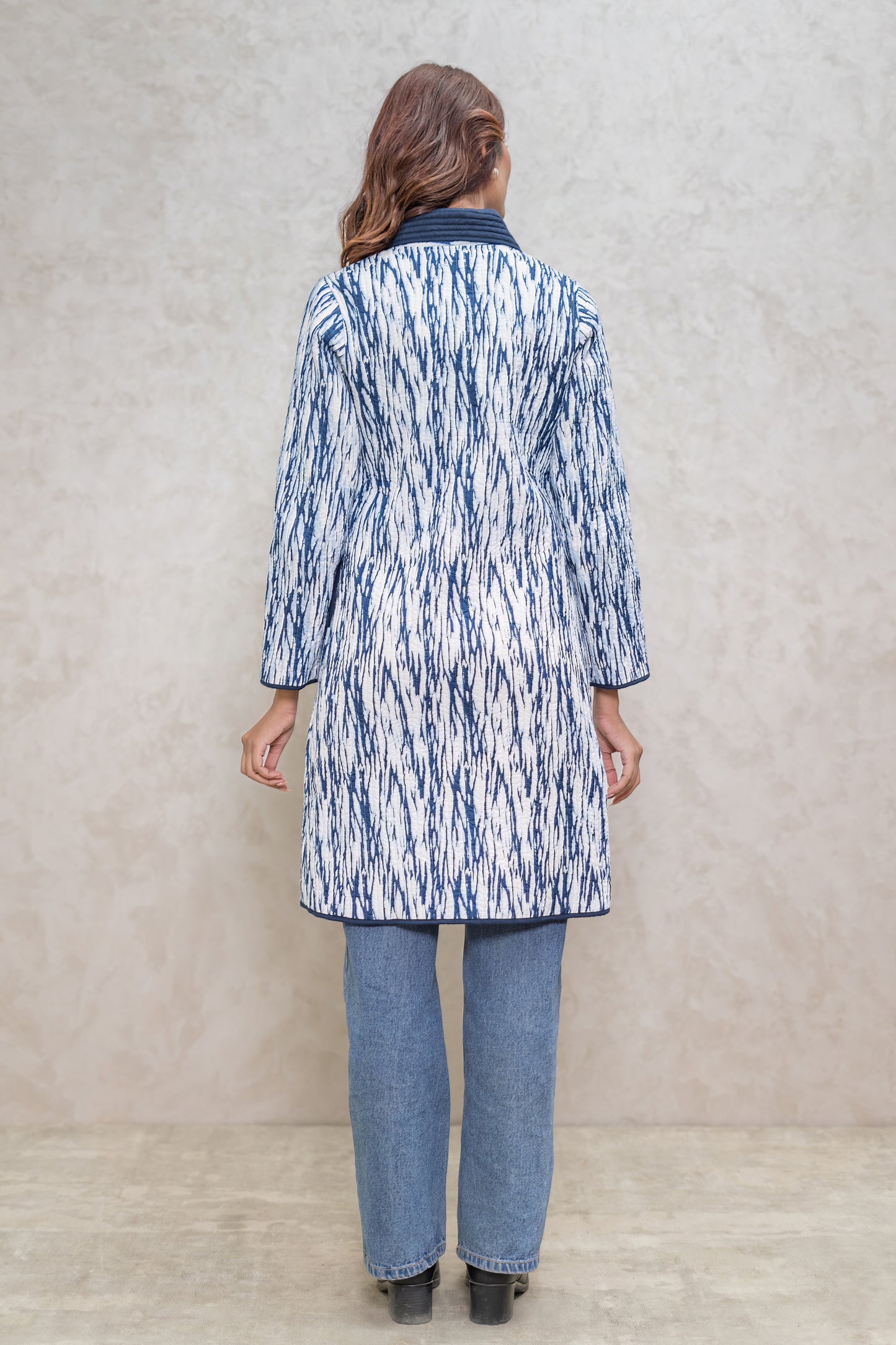Shibori Bukhara Quilted Jacket-NVQJ604