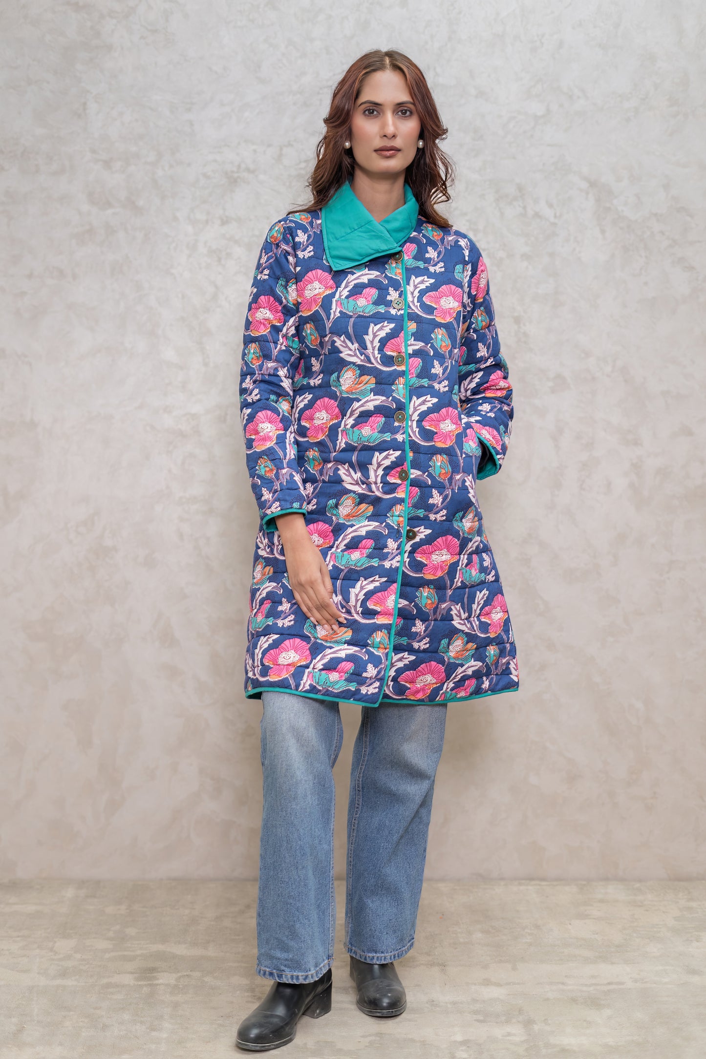 Blue Fiber Quilted Jacket-NVQJ606