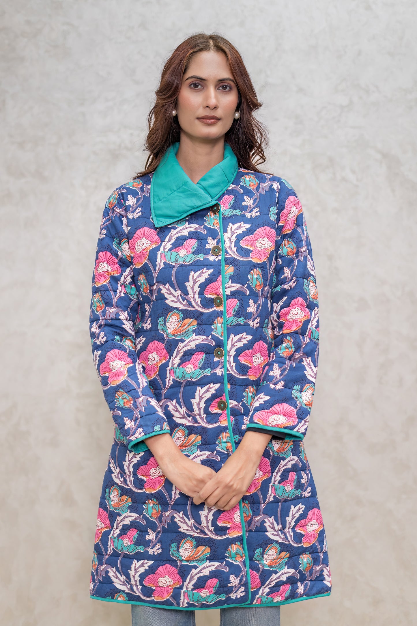 Blue Fiber Quilted Jacket-NVQJ606