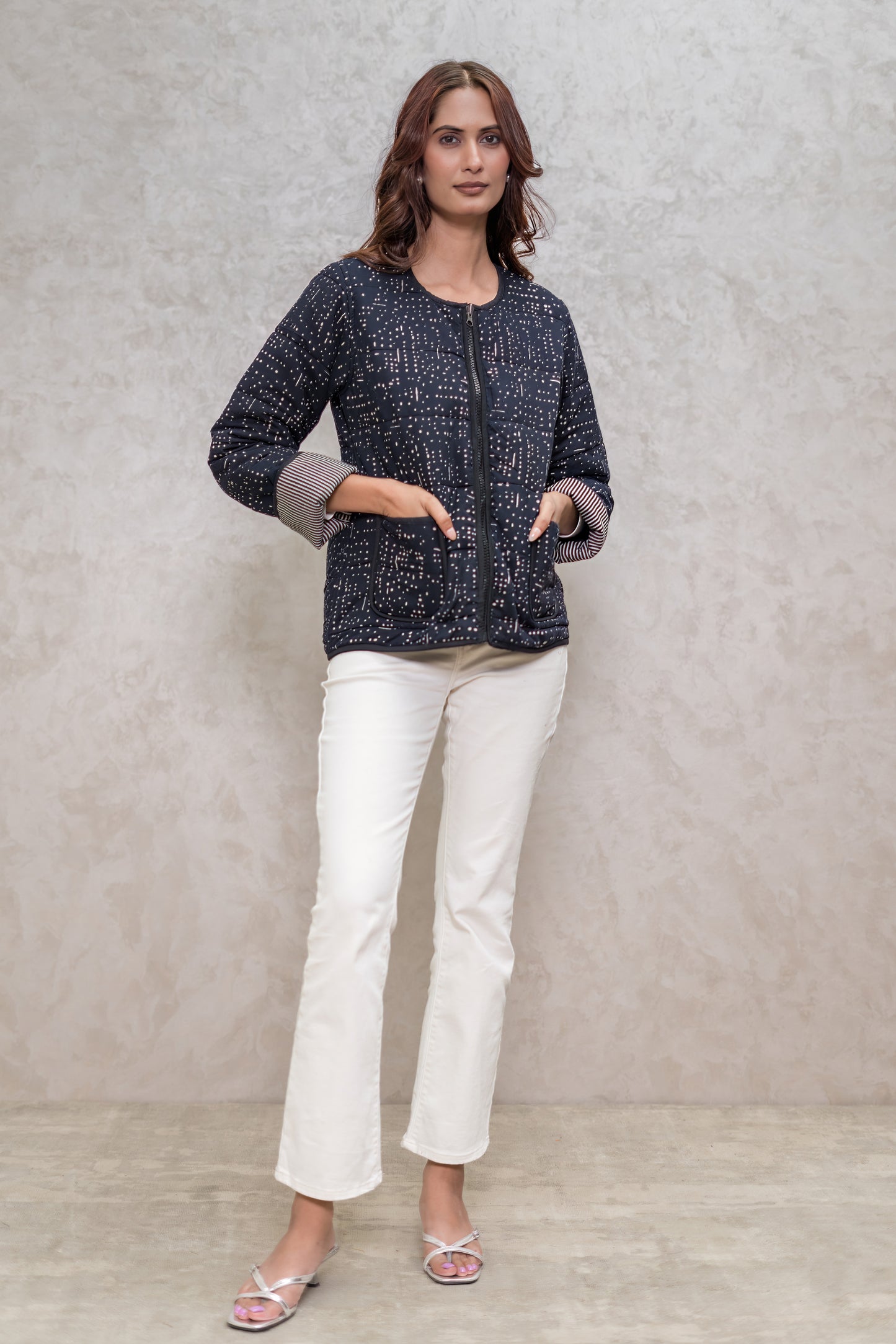 Black Fiber Quilted Jacket-NVQJ616