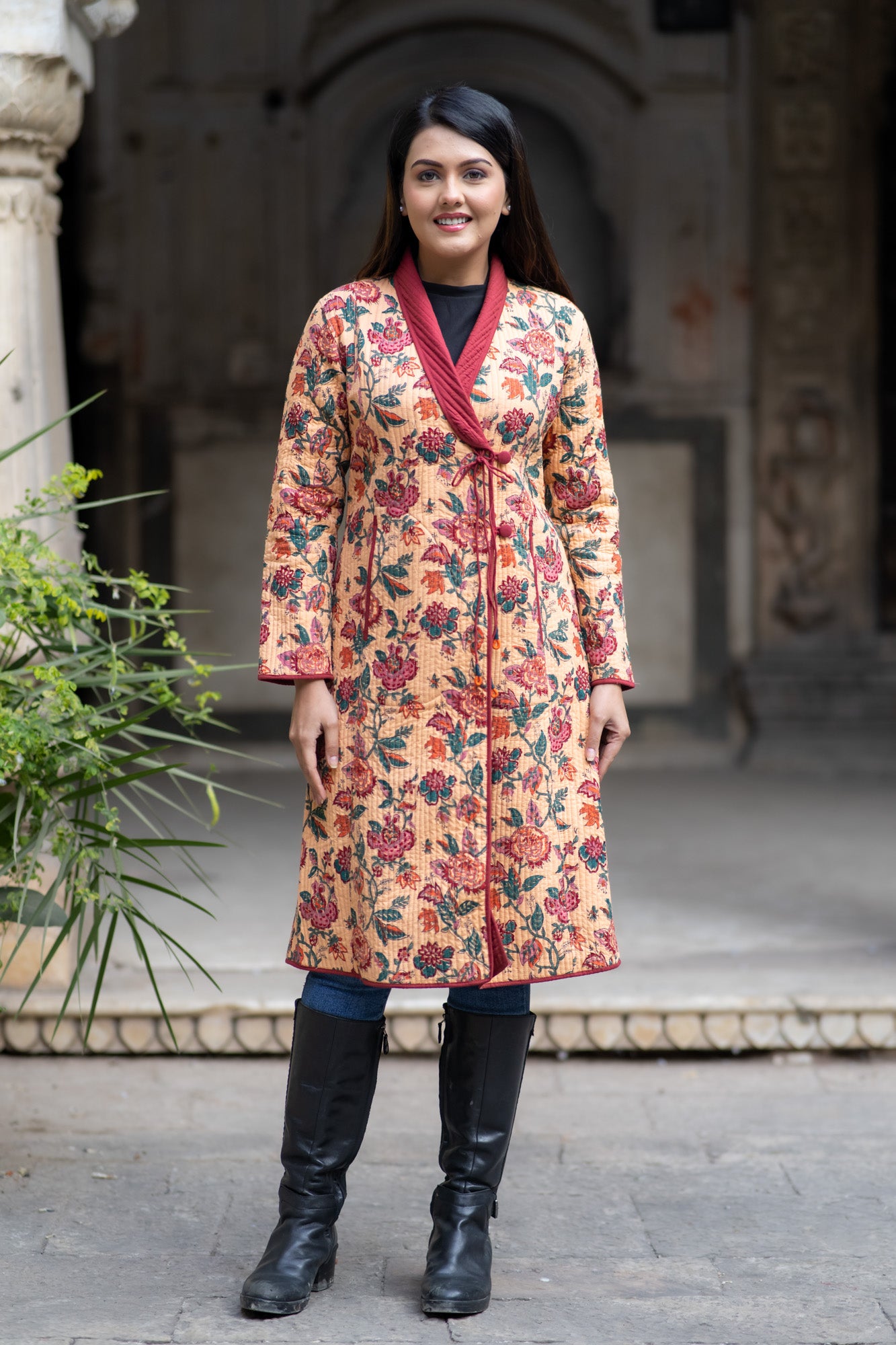 Multicolor Block Printed Angrakha Coat-NVQJ589