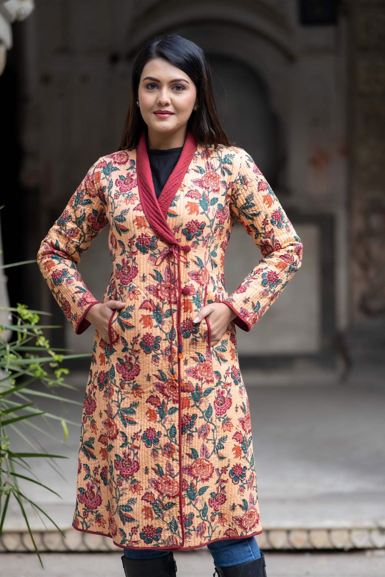 Multicolor Block Printed Angrakha Coat-NVQJ589