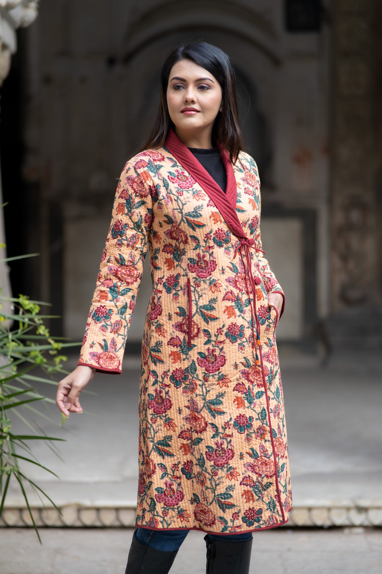 Multicolor Block Printed Angrakha Coat-NVQJ589